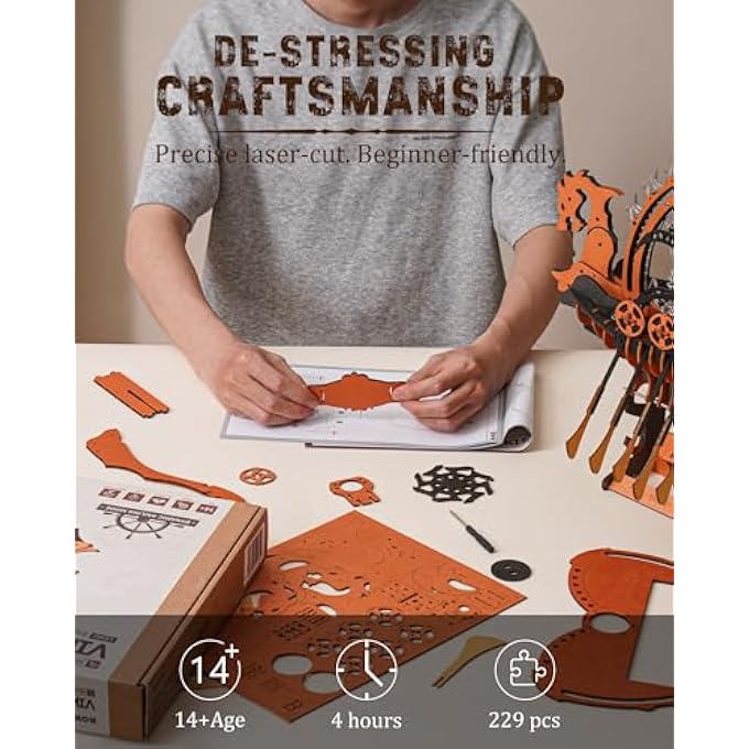 3D PUZZLE WOODEN SHIP WOODEN MODELS CONSTRUCTION KITS ADULTS, MODEL BOAT GIFTS FOR CHILDREN AND ADULTS, CREATIVE TOY AND HOME DECORATION, 229 PIECES, VIKING DRAGON SHIP, LK802 - Image 4